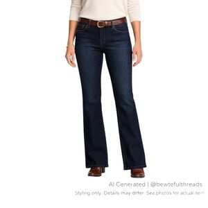 Flattering Ralph Lauren LRL Bootcut Jeans Dark Wash Stretch Denim Size 16